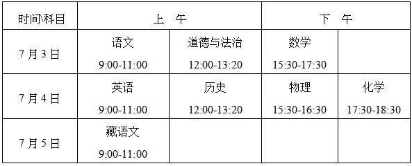 2022年西藏中考時(shí)間具體安排,西藏2022中考時(shí)間表