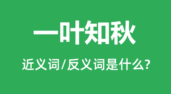 一葉知秋的近義詞和反義詞是什么,一葉知秋是什么意思