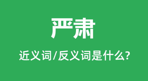 嚴肅的近義詞和反義詞是什么,嚴肅是什么意思