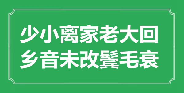 “少小離家老大回，鄉(xiāng)音未改鬢毛衰”的意思是什么,出處是哪首詩