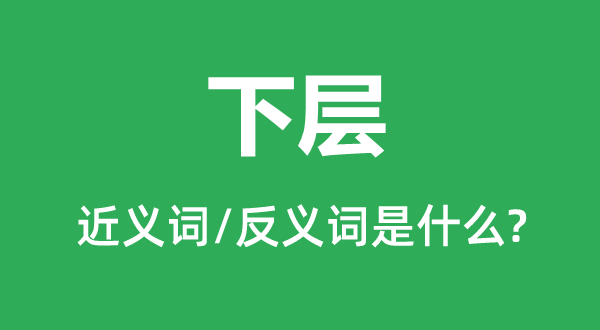下層的近義詞和反義詞是什么,下層是什么意思