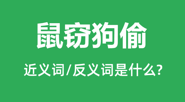 鼠竊狗偷的近義詞和反義詞是什么,鼠竊狗偷是什么意思