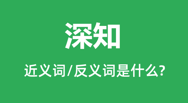 深知的近義詞和反義詞是什么,深知是什么意思