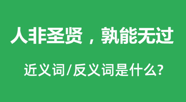 人非圣賢，孰能無過的近義詞和反義詞是什么,人非圣賢，孰能無過是什么意思
