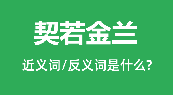 契若金蘭的近義詞和反義詞是什么,契若金蘭是什么意思