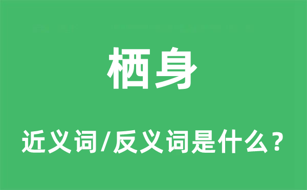 棲身的近義詞和反義詞是什么,棲身是什么意思