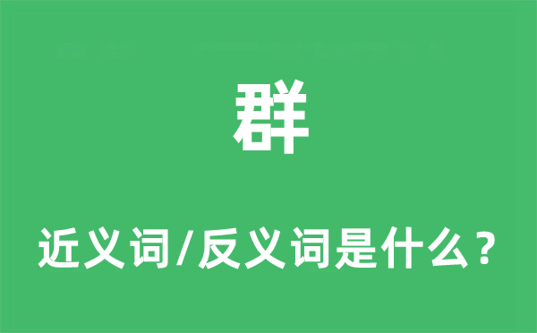群的近義詞和反義詞是什么,群是什么意思