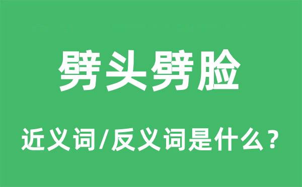 劈頭劈臉的近義詞和反義詞是什么,劈頭劈臉是什么意思
