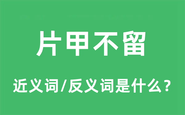 片甲不留的近義詞和反義詞是什么,片甲不留是什么意思