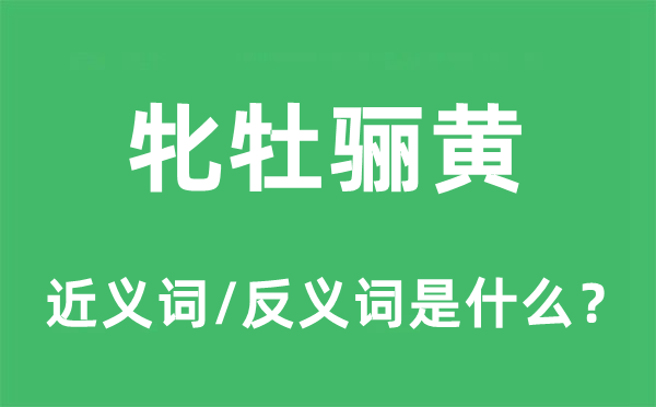 牝牡驪黃的近義詞和反義詞是什么,牝牡驪黃是什么意思