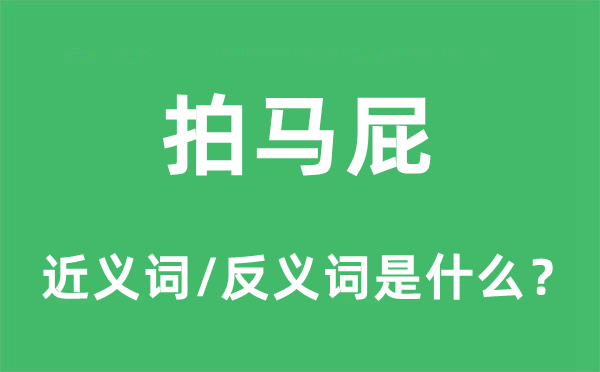 拍馬屁的近義詞和反義詞是什么,拍馬屁是什么意思