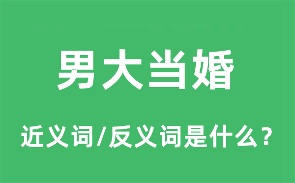 男大當婚的近義詞和反義詞是什么,男大當婚是什么意思