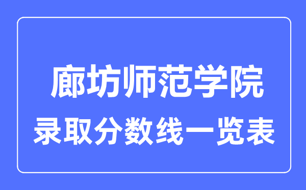 2023年高考多少分能上廊坊師范學(xué)院？附各省錄取分?jǐn)?shù)線