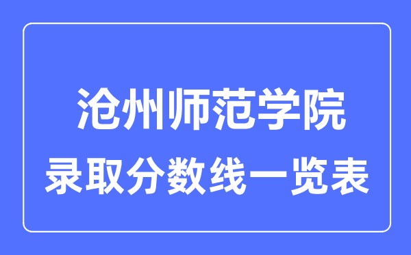 2023年高考多少分能上滄州師范學(xué)院？附各省錄取分?jǐn)?shù)線(xiàn)