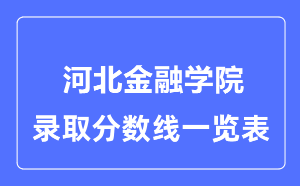 2023年高考多少分能上河北金融學(xué)院？附各省錄取分?jǐn)?shù)線