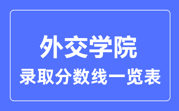 2023年高考多少分能上外交學(xué)院？附各省錄取分數(shù)線
