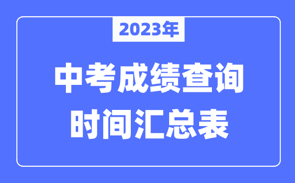 2023年全國各地中考成績查詢時間匯總表