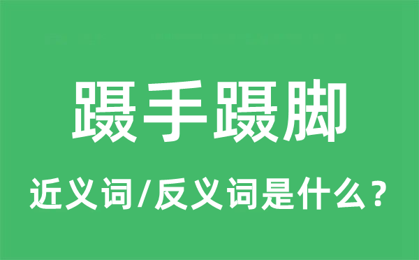 躡手躡腳的近義詞和反義詞是什么,躡手躡腳是什么意思