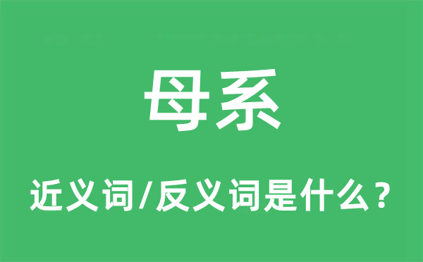 母系的近義詞和反義詞是什么,母系是什么意思