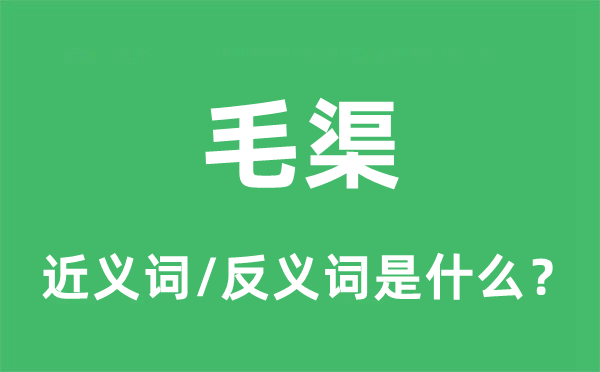 毛渠的近義詞和反義詞是什么,毛渠是什么意思