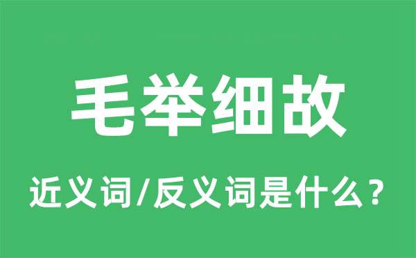 毛舉細故的近義詞和反義詞是什么,毛舉細故是什么意思