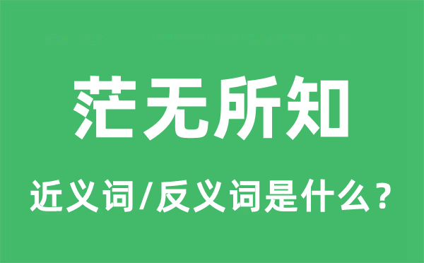 茫無(wú)所知的近義詞和反義詞是什么,茫無(wú)所知是什么意思