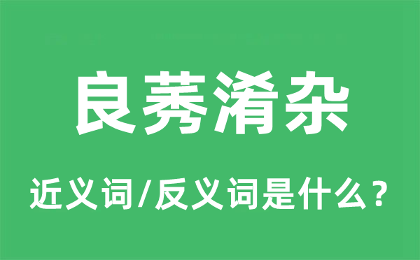 良莠淆雜的近義詞和反義詞是什么,良莠淆雜是什么意思
