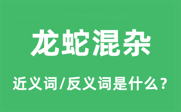 龍蛇混雜的近義詞和反義詞是什么,龍蛇混雜是什么意思