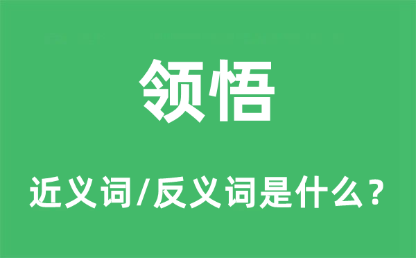 領(lǐng)悟的近義詞和反義詞是什么,領(lǐng)悟是什么意思