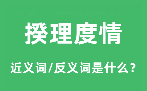 揆理度情的近義詞和反義詞是什么,揆理度情是什么意思