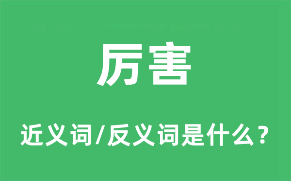 厲害的近義詞和反義詞是什么,厲害是什么意思