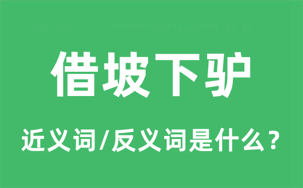 借坡下驢的近義詞和反義詞是什么,借坡下驢是什么意思