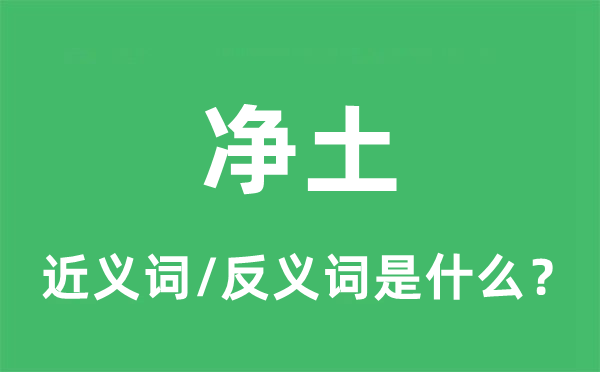 凈土的近義詞和反義詞是什么,凈土是什么意思