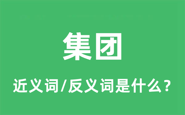 集團的近義詞和反義詞是什么,集團是什么意思