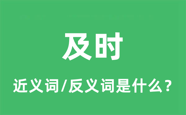 及時的近義詞和反義詞是什么,及時是什么意思