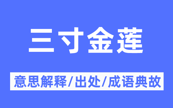 三寸金蓮的意思解釋,三寸金蓮的出處及成語典故