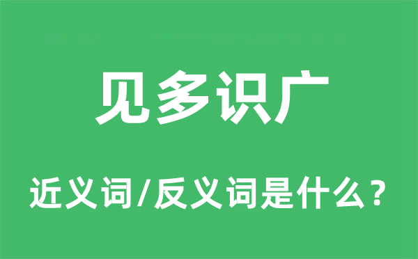 見多識廣的近義詞和反義詞是什么,見多識廣是什么意思
