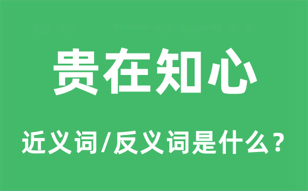 貴在知心的近義詞和反義詞是什么,貴在知心是什么意思