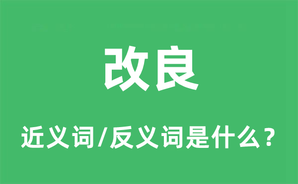 改良的近義詞和反義詞是什么,改良是什么意思