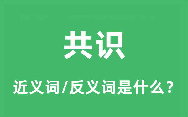 共識的近義詞和反義詞是什么,共識是什么意思