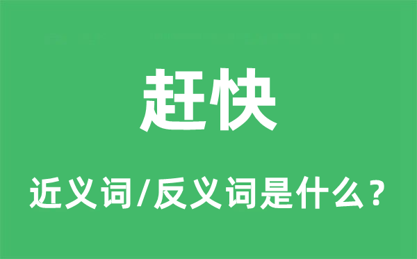 趕快的近義詞和反義詞是什么,趕快是什么意思