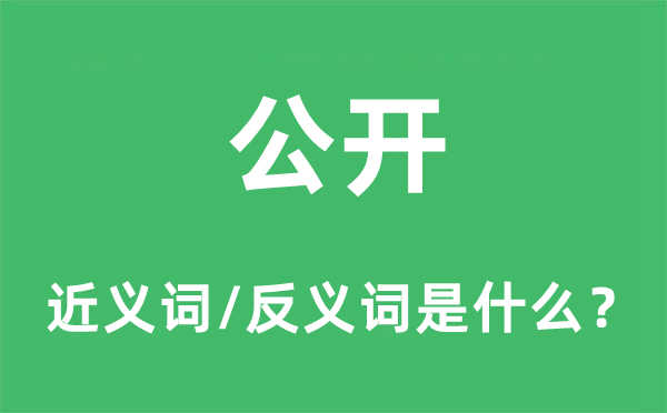 公開的近義詞和反義詞是什么,公開是什么意思