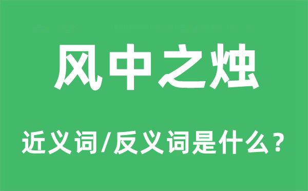 風(fēng)中之燭的近義詞和反義詞是什么,風(fēng)中之燭是什么意思