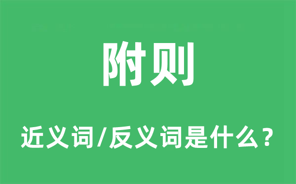 附則的近義詞和反義詞是什么,附則是什么意思