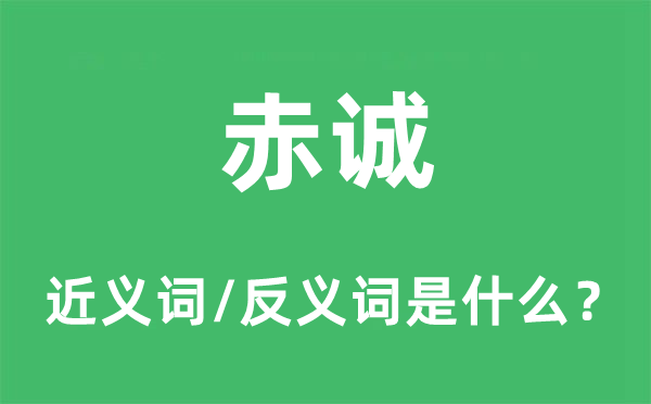 赤誠的近義詞和反義詞是什么,赤誠是什么意思