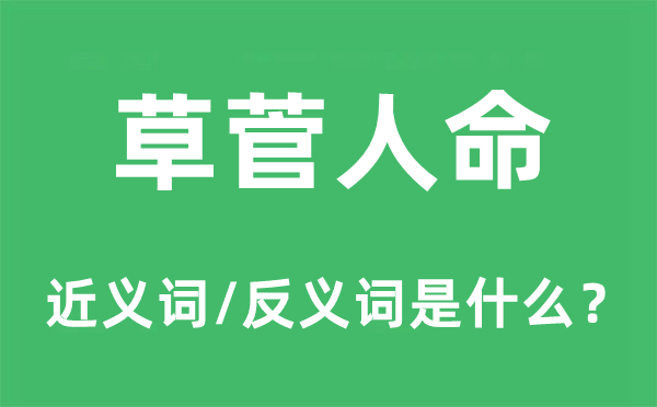 草菅人命的近義詞和反義詞是什么,草菅人命是什么意思