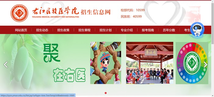 右江民族醫(yī)學(xué)院招生信息網(wǎng)入口（https://yyzs.ymun.edu.cn/）