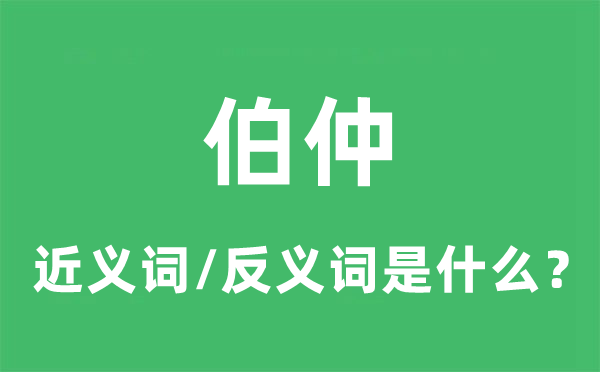 伯仲的近義詞和反義詞是什么,伯仲是什么意思
