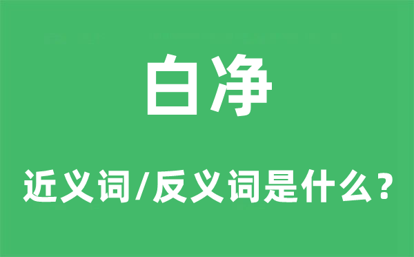 白凈的近義詞和反義詞是什么,白凈是什么意思