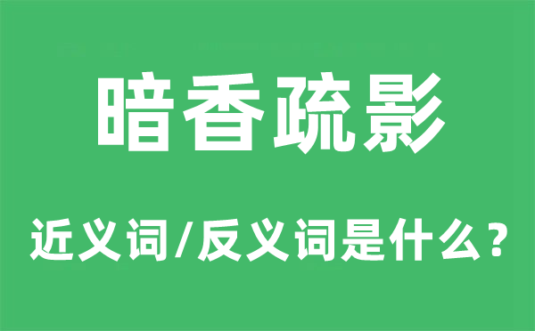 暗香疏影的近義詞和反義詞是什么,暗香疏影是什么意思